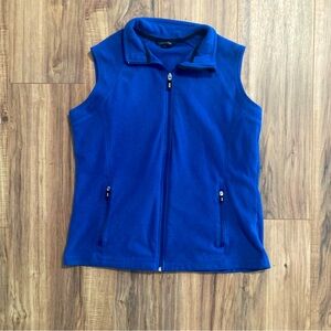 Lands End Vest Cobalt Blue Fleece Full‎ Zip Womens M Outdoor Hiking Winter Fall